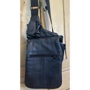 Buxton Genuine Leather Crossbody Shoulder Slingback Hand Bag Purse Satchel Black
